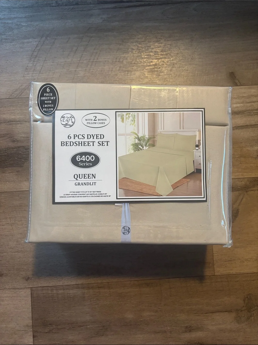 6-Piece Dyed Queen Bedsheet Set in Beige